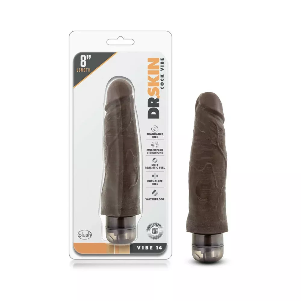 Dr Skin Vibe 14 Realistic 8 inches Vibrating Dildo Brown