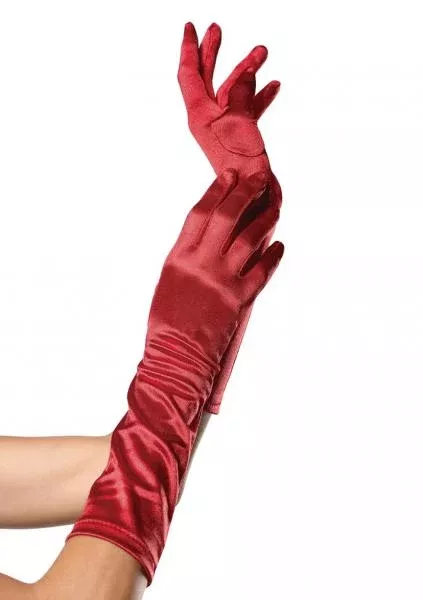 elbow-length-satin-glove-red-one-size Elbow Length Satin Glove - Red - One Size