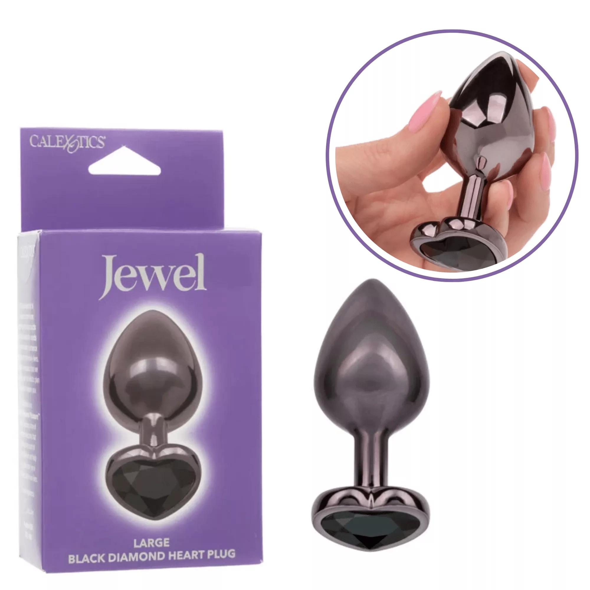 Jewel Large Black Diamond Heart Plug