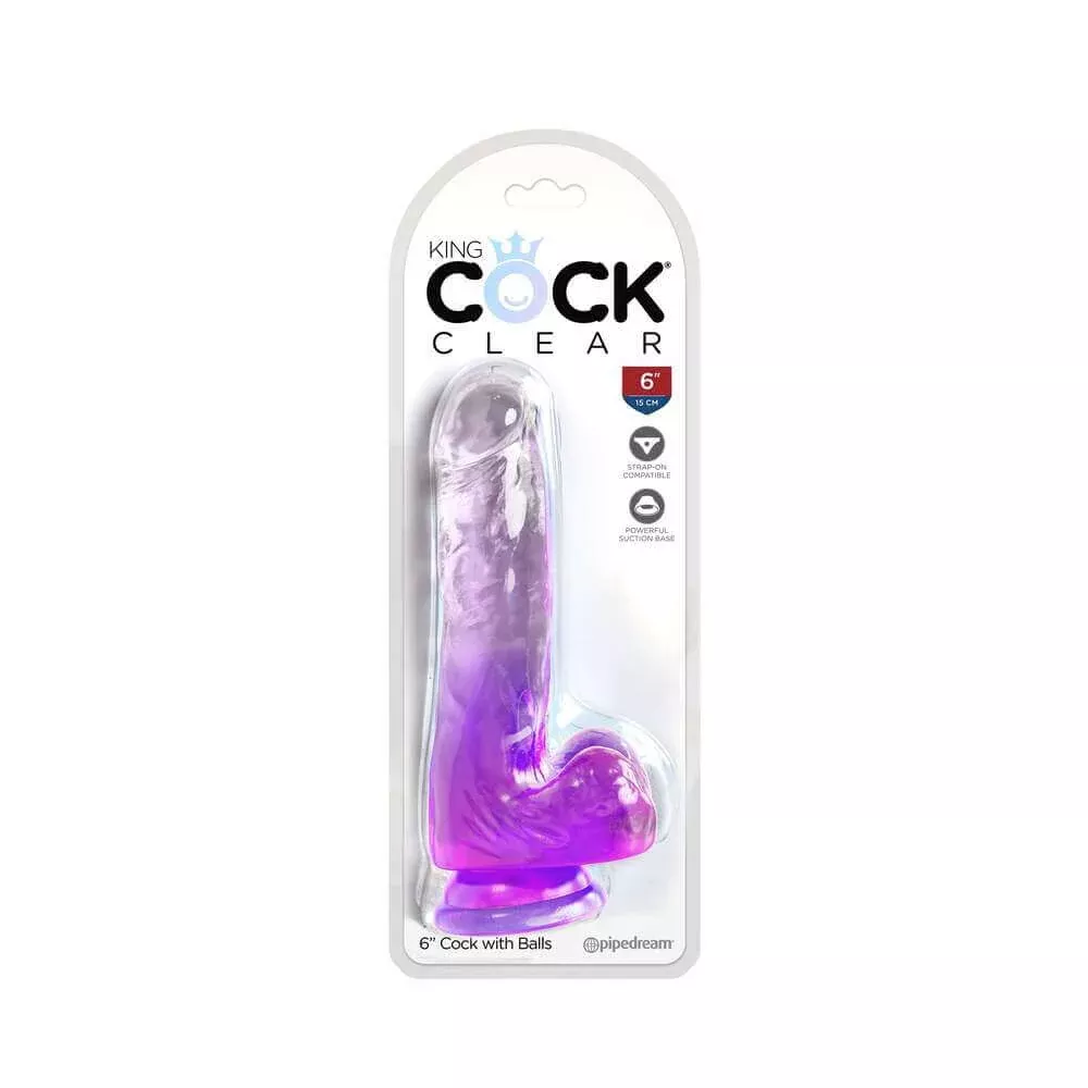 king-cock-clear-with-balls-6-inches-purple King Cock Clear with Balls 6 inches Purple