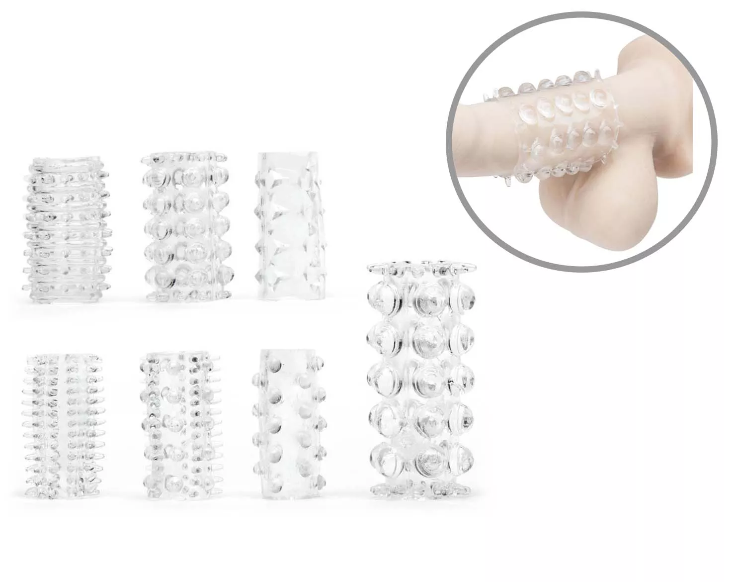 kinx-sensual-seven-textured-penis-sleeves-clear Kinx Sensual Seven Textured Penis Sleeves Clear