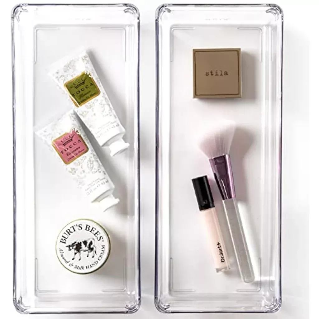 Plastic Drawer Organizer Bin for Makeup - 2 Pack