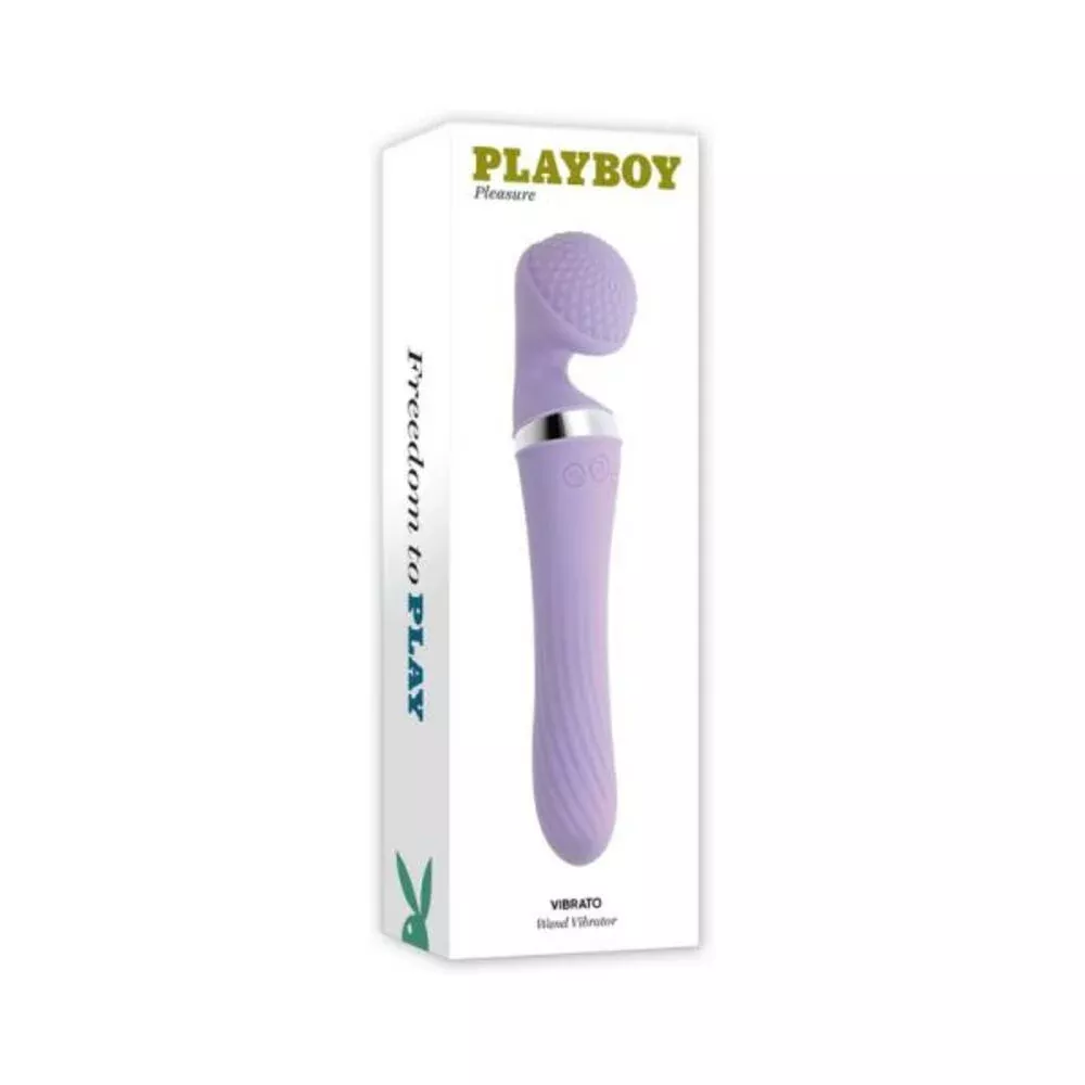Playboy Vibrato Rechargeable Silicone Dual Ended Wand Vibrator Opal