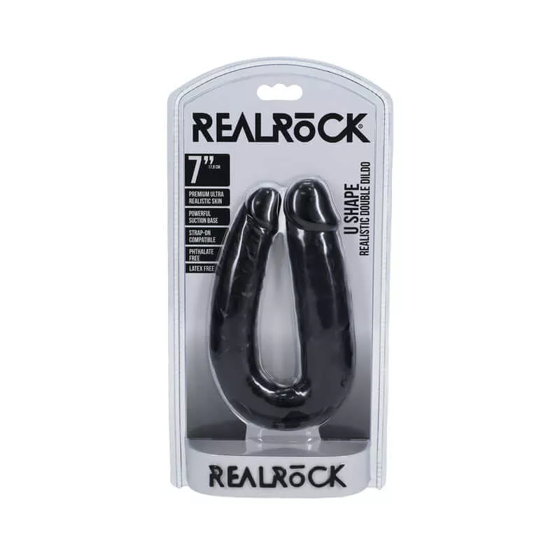 realrock-7-inches-u-shaped-double-dildo-black RealRock 7 inches U-Shaped Double Dildo Black