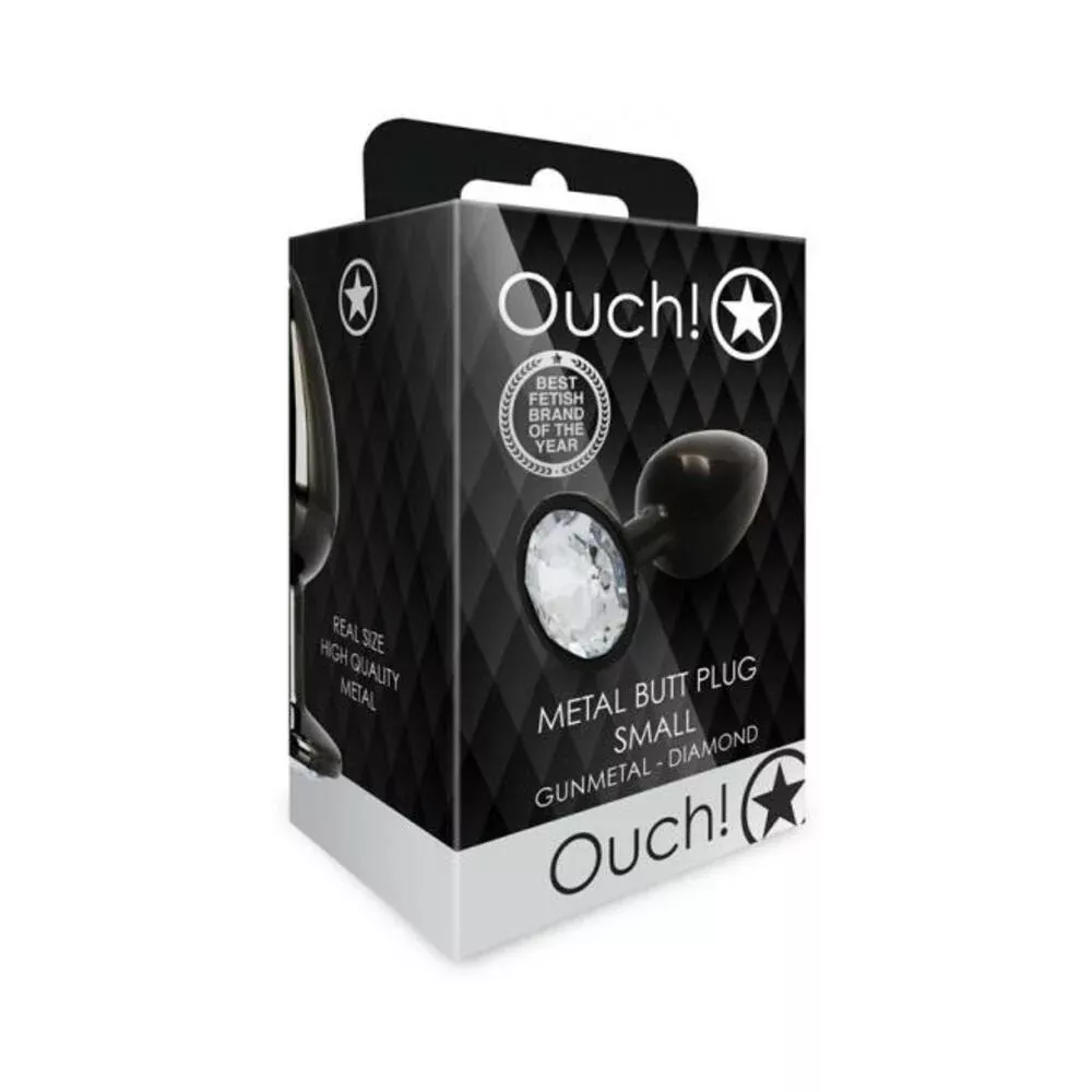 shots-ouch-round-gem-butt-plug-small-gunmetal-diamond Shots Ouch! Round Gem Butt Plug Small Gunmetal/diamond