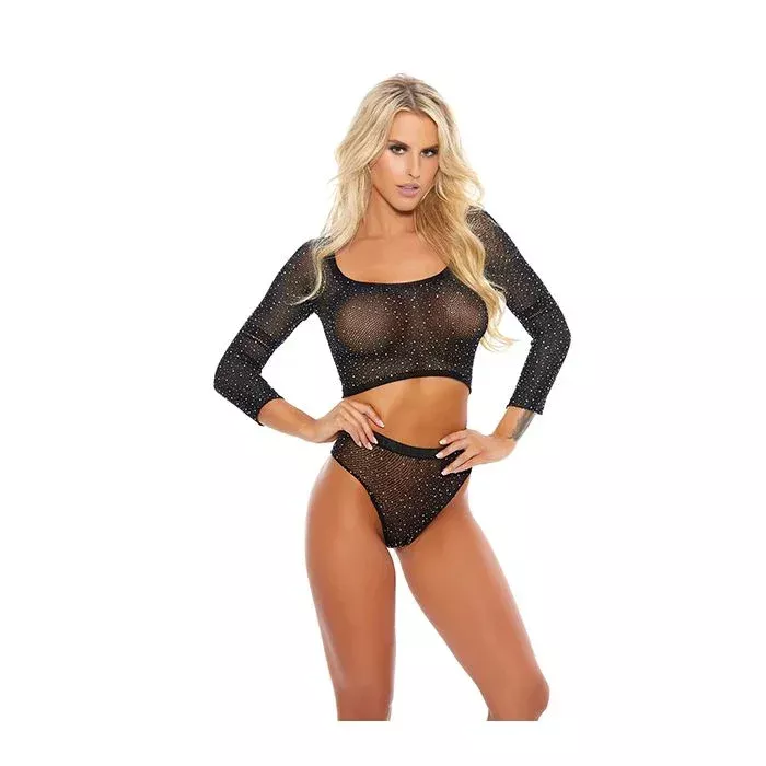 showstopper-rhinestone-fishnet-crop-top-high-waisted-panty Showstopper Rhinestone Fishnet Crop Top & High-Waisted Panty