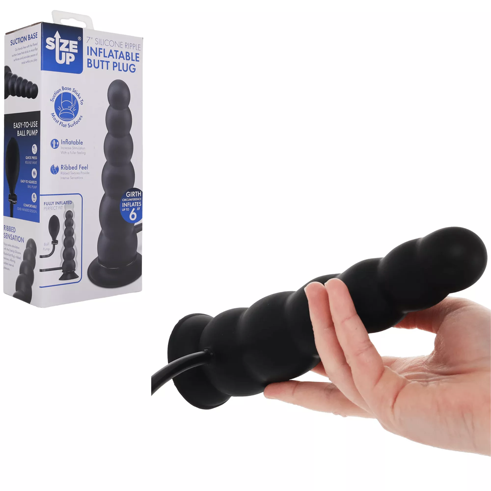 Size Up 7 Silicone Ripple Inflatable Butt Plug