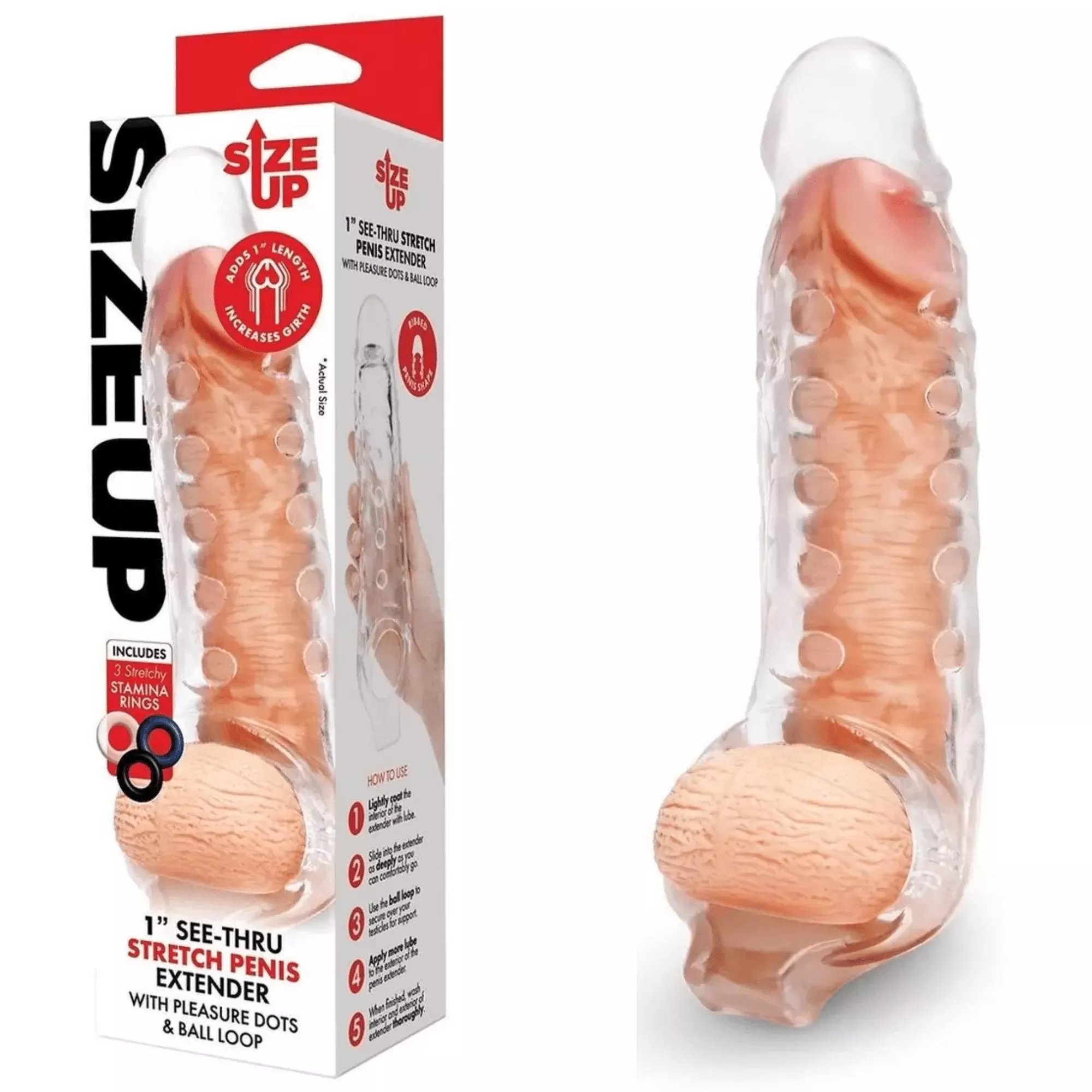 size-up-studded-clear-view-non-vibrating-1-inch-penis-sleeve-extender-with-ball- Size Up Studded Clear View Non Vibrating 1-inch Penis Sleeve Extender with Ball Loop