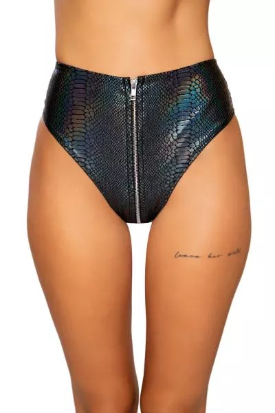 snake-skin-high-waisted-shorts-with-zipper-closure-black Snake Skin High-Waisted Shorts with Zipper Closure - Black -