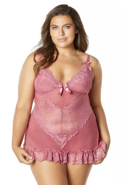 soft-cup-lace-babydoll-with-g-string-holly-berry-size Soft Cup Lace Babydoll with G-String - Holly Berry - Size