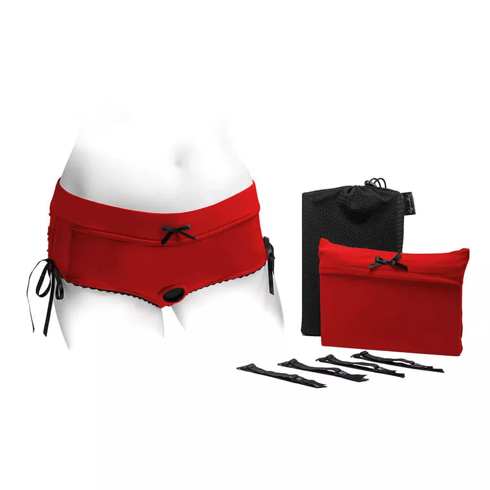 spareparts-sasha-cinch-booty-short-harness-red-black-size-s SpareParts Sasha Cinch Booty Short Harness Red/Black Size S