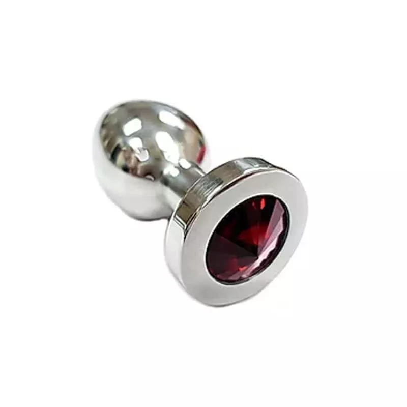 Stainless SteelSmooth Medium Butt Plug- Red Crystal