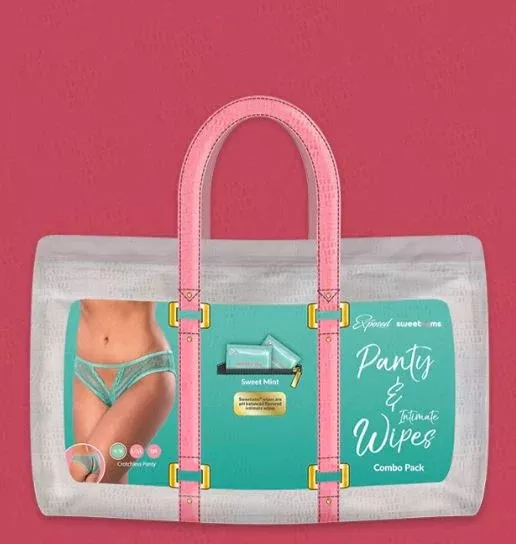 sweetums-crotchless-panty-with-wipes-mint-s-m Sweetums Crotchless Panty with Wipes Mint S/m