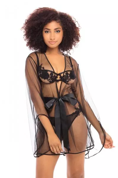 sydney-tulle-robe-black Sydney Tulle Robe - Black -