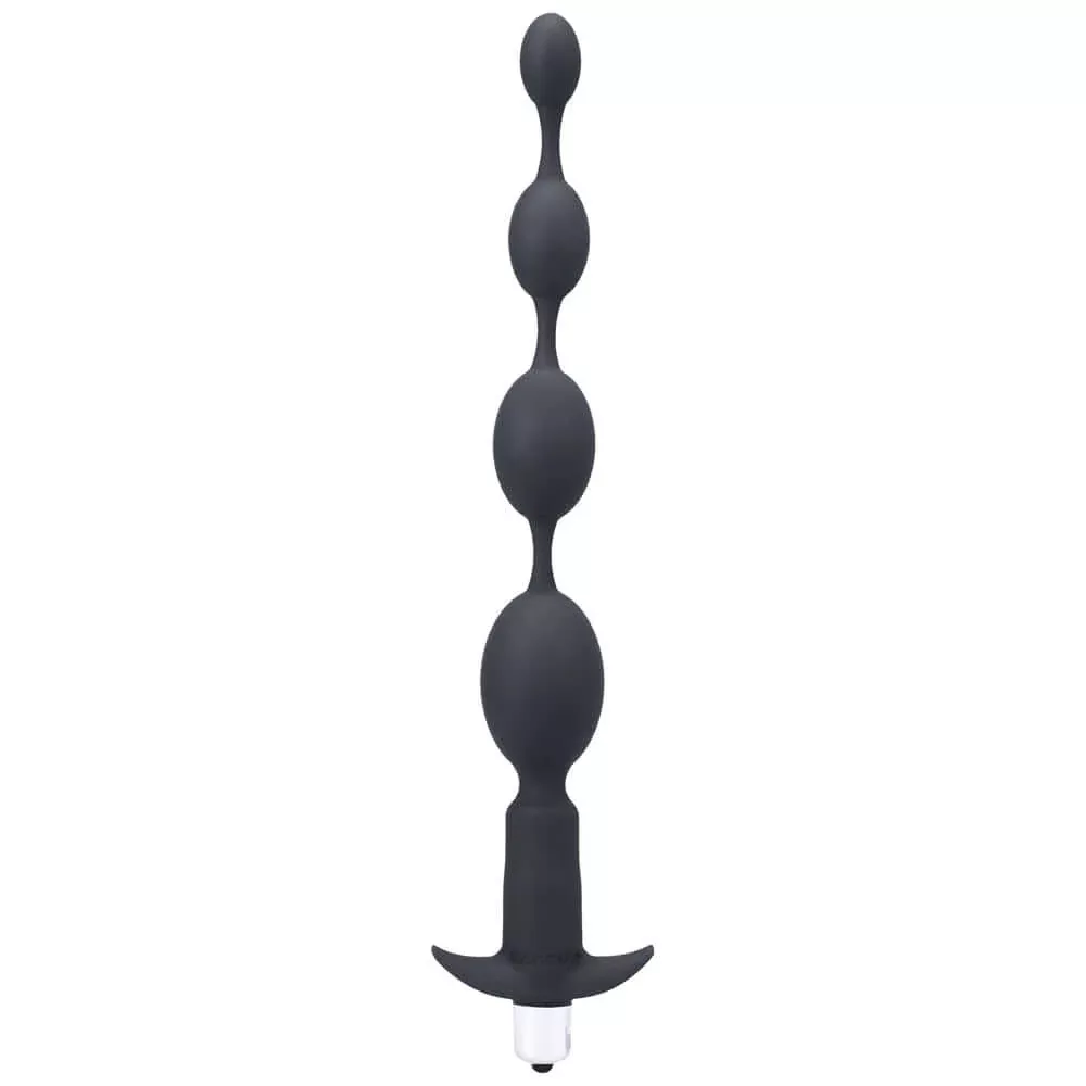 Tantus Vibrating Progressive Beads Vibrating Beaded Anal Plug Black