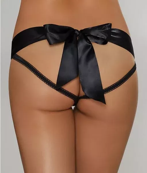 Tie Back Open Bikini - Black -