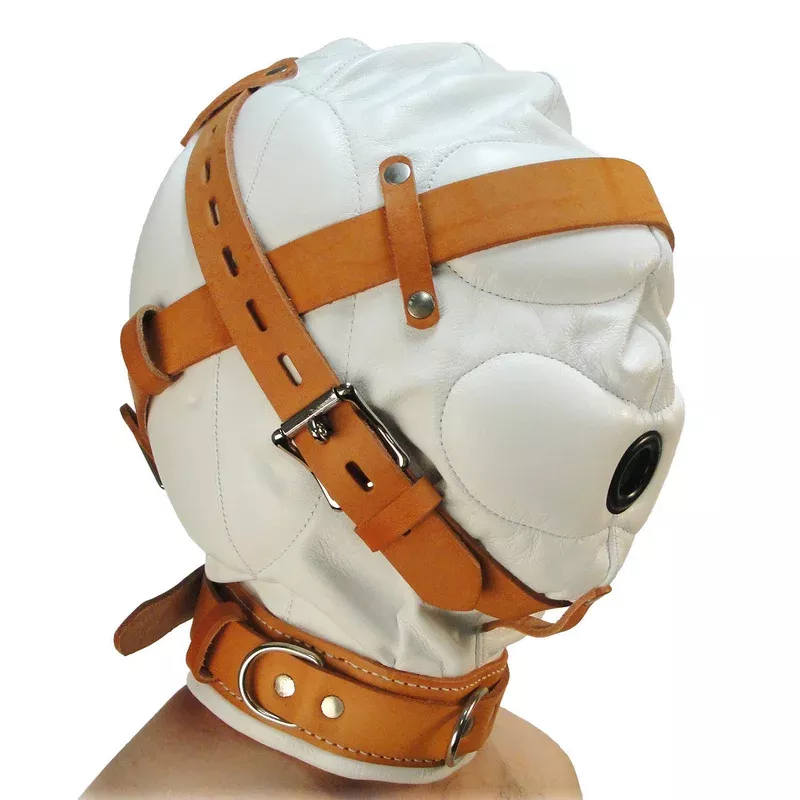 total-sensory-deprivation-white-leather-hood-mediumlarge Total Sensory Deprivation White Leather Hood - MediumLarge