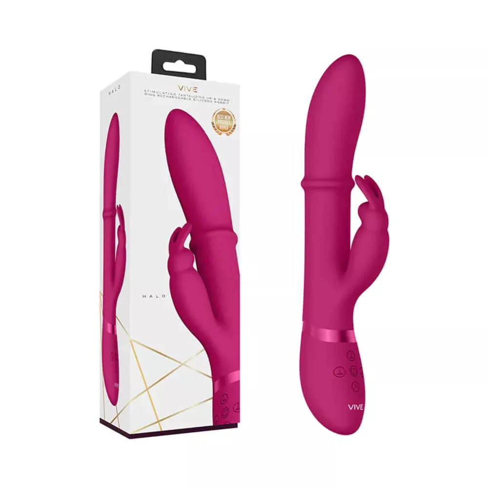 vive-halo-rechargeable-stimulating-ring-silicone-rabbit-vibrator-pink VIVE HALO Rechargeable Stimulating Ring Silicone Rabbit Vibrator Pink