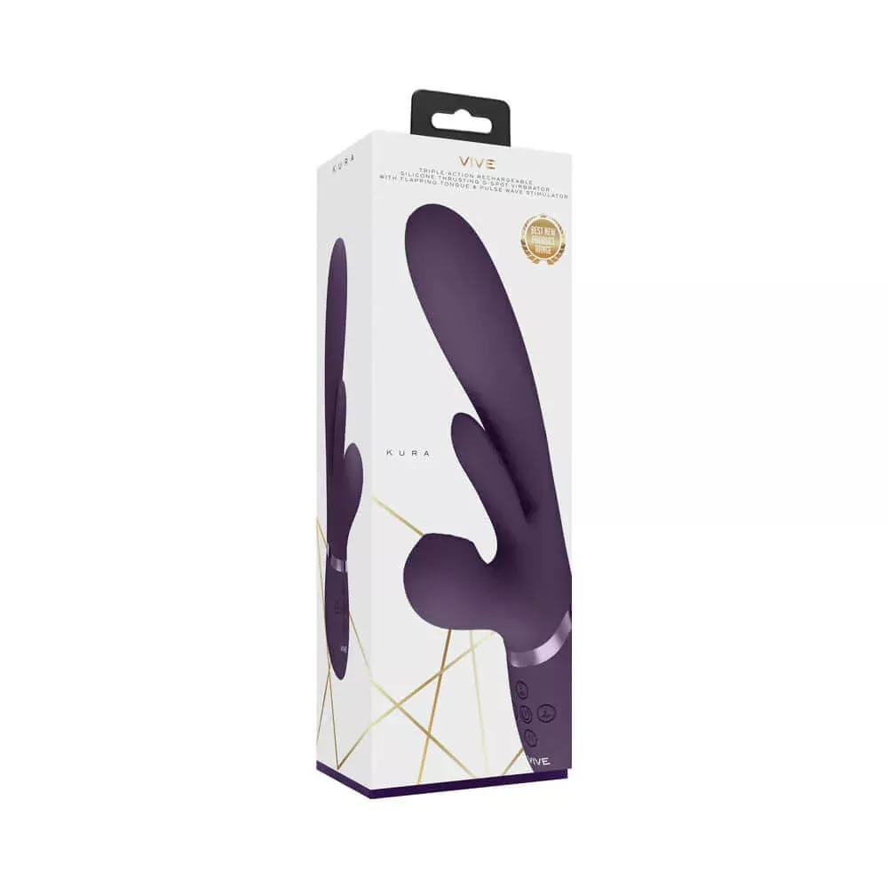vive-kura-rechargeable-thrusting-silicone-g-spot-vibrator-with-flapping-tongue-p VIVE KURA Rechargeable Thrusting Silicone G-Spot Vibrator with Flapping Tongue and Pulse Wave Stimulator Purple
