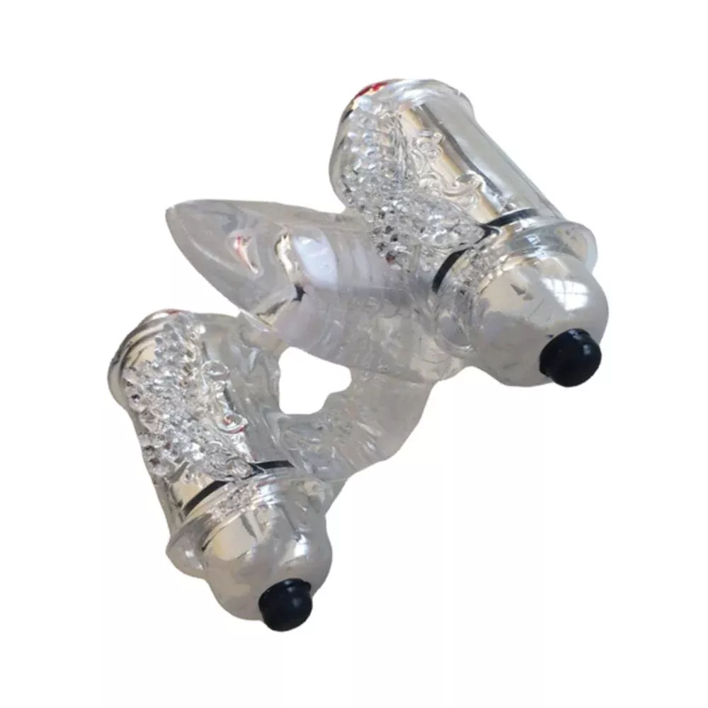Wet Dreams Double Down Dual Motor Cock Ring With Power BulletAnd Stimulator Tongue With Motor