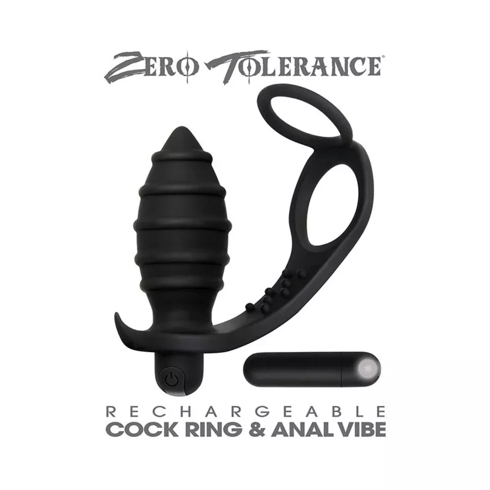 zero-tolerance-cock-ring-anal-plug-w-recharge-bullet-bk Zero Tolerance Cock Ring&anal Plug W/recharge Bullet Bk